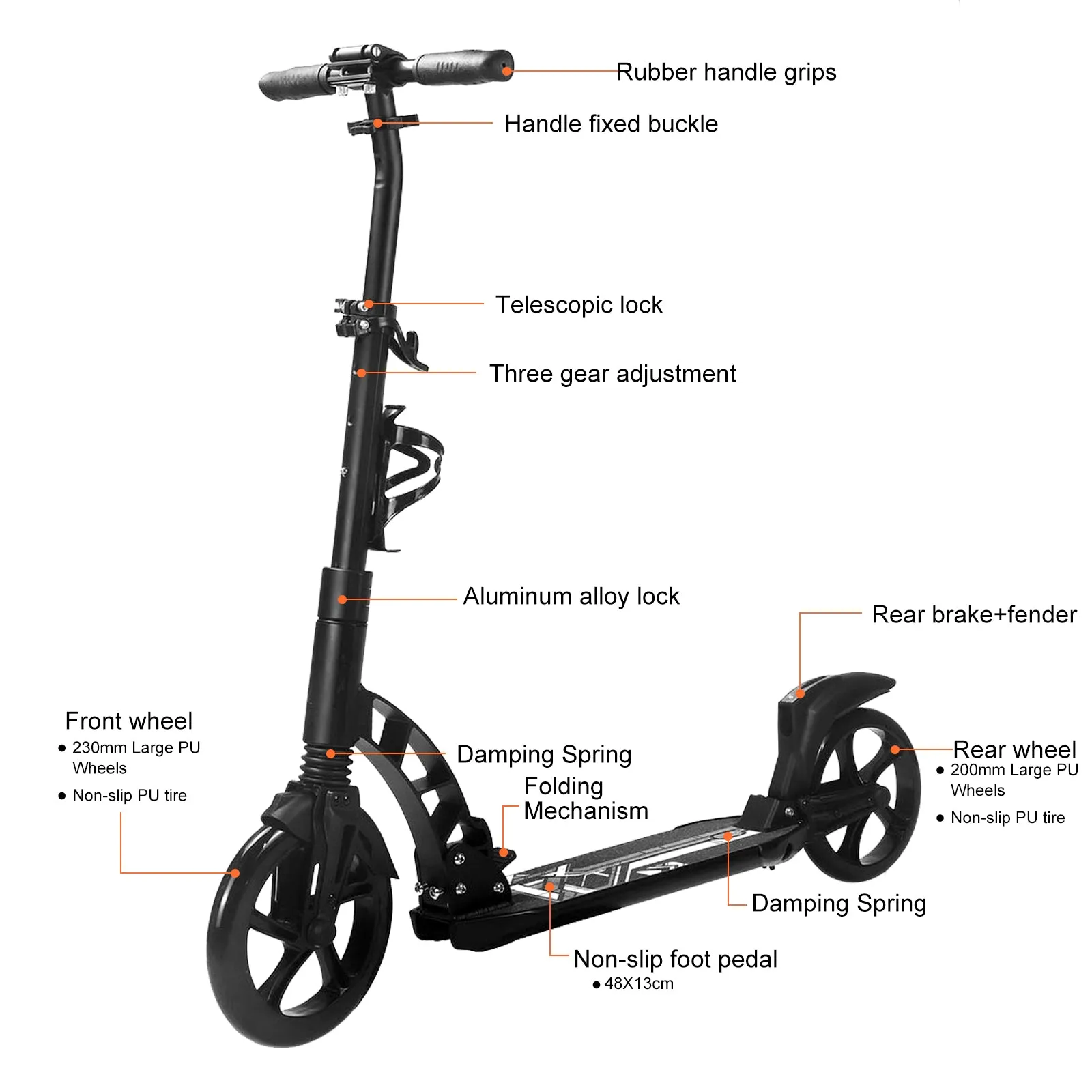 A301 Adult Kick Scooter with Large Folding Wheel Design - Convenient strolling for Adults