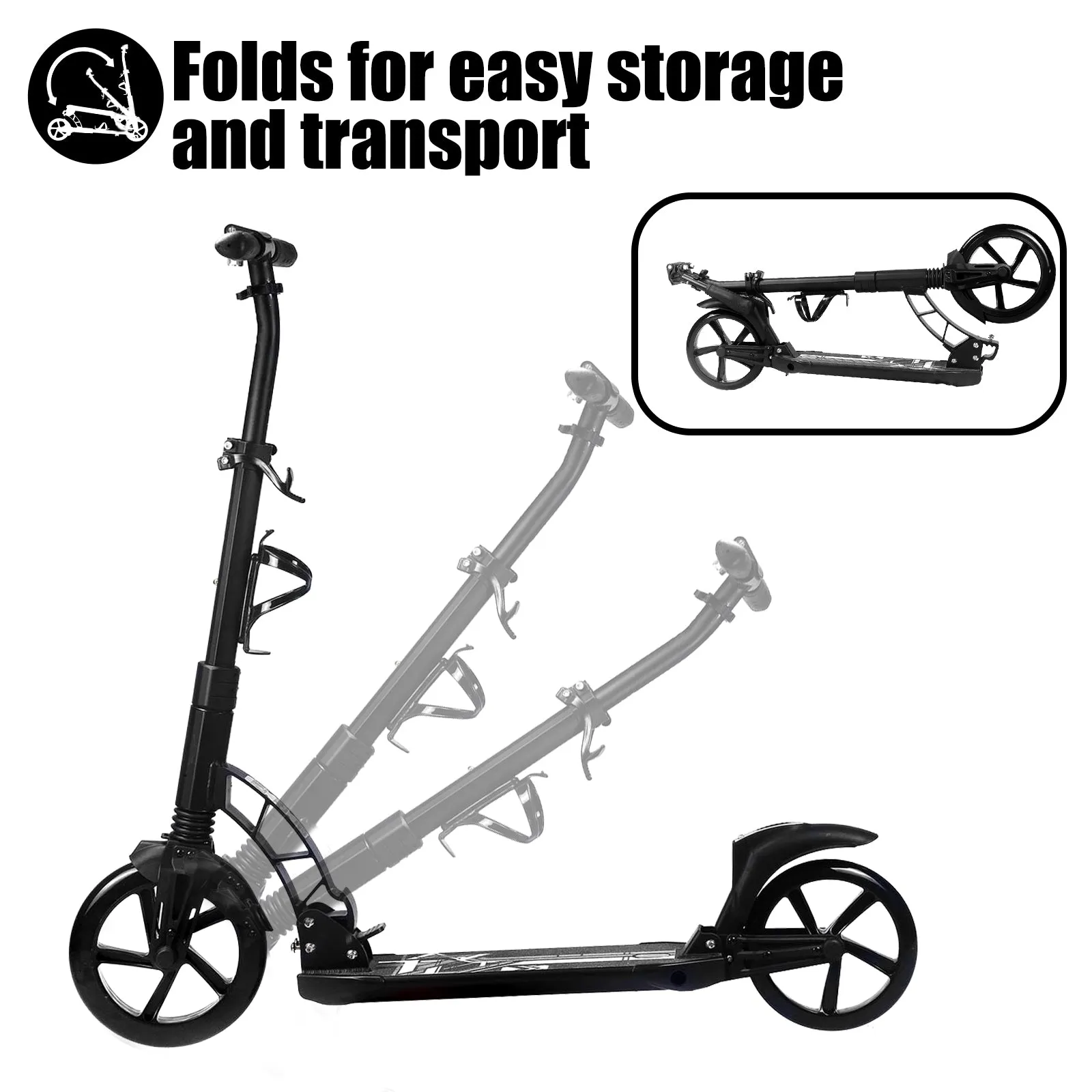 A301 Adult Kick Scooter with Large Folding Wheel Design - Convenient strolling for Adults