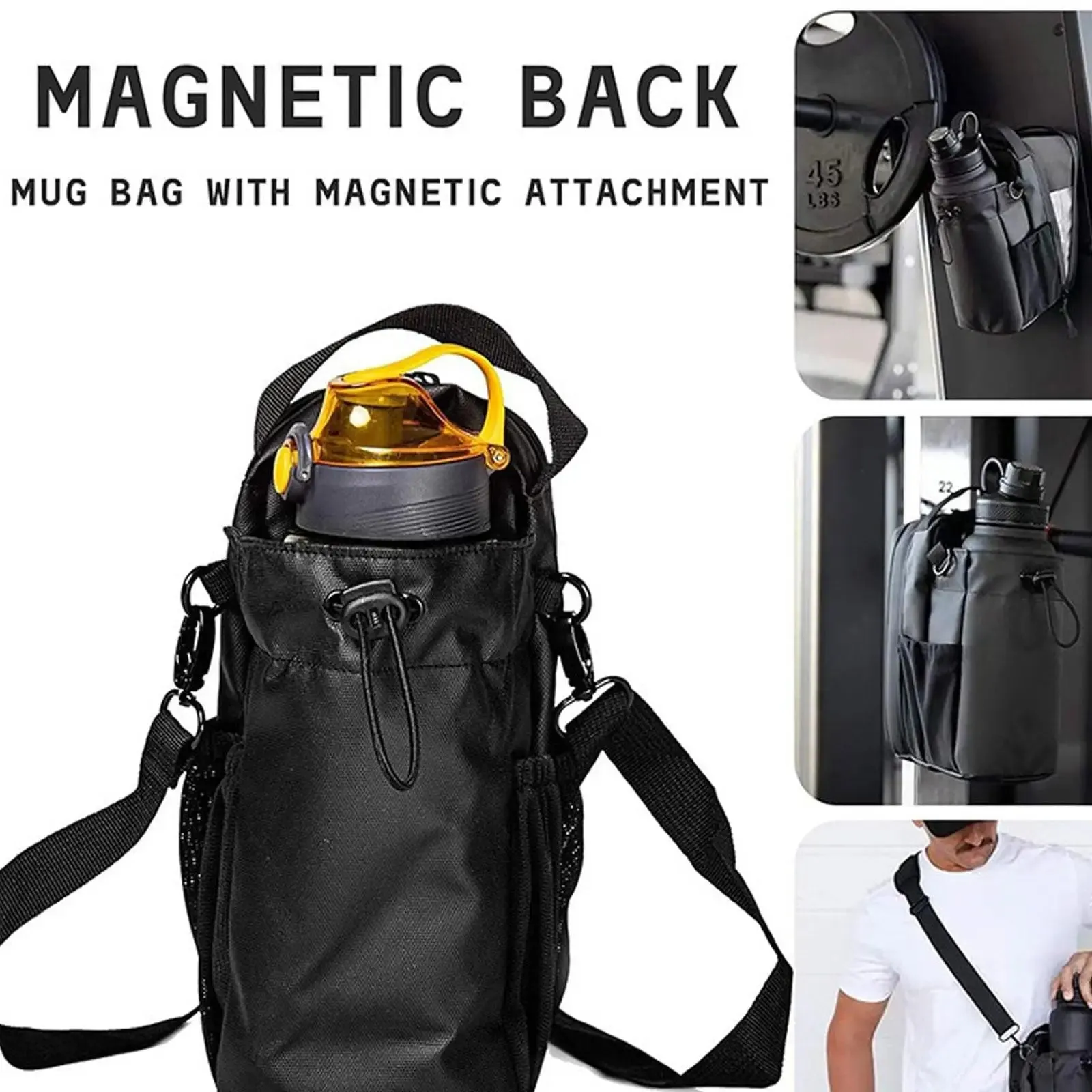 Gym Magnetic Bag Shoulder Bag Water Bottle Bag for Sports Traveling Gym,Portable Gym Pouch Workout Bag Attachment