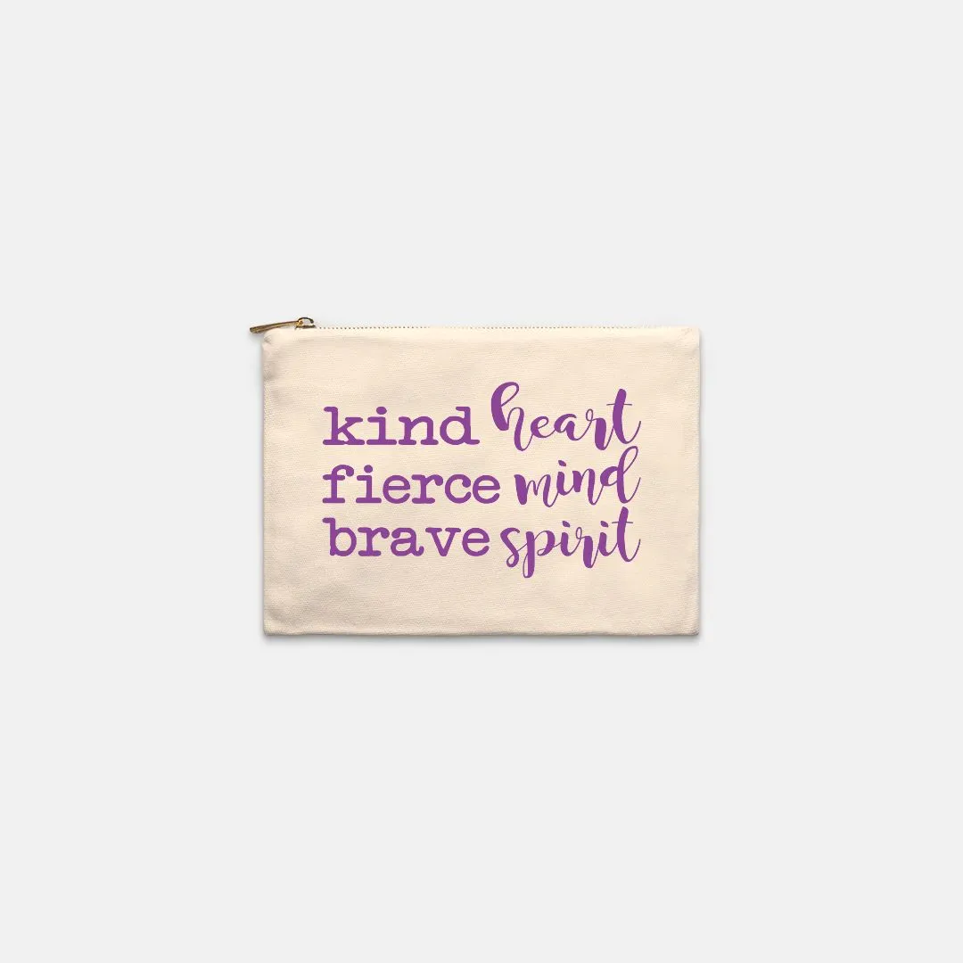 Kind Heart Fierce Mind Brave Spirit Cosmetic Bag - Purple
