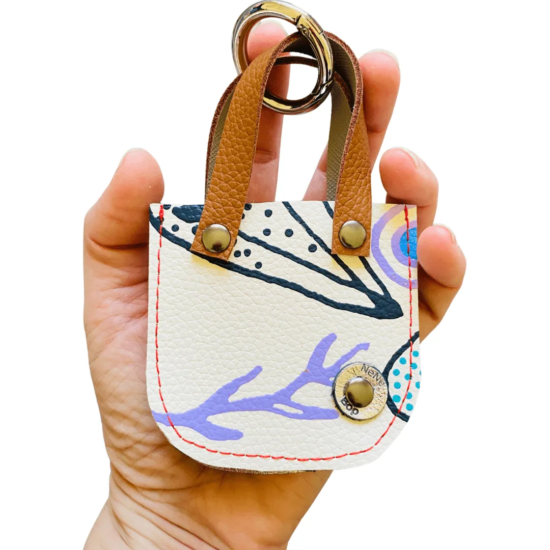 Mini Leather Tote Bag Charm – Tiny Tote - Artist Palette - Various Designs