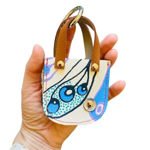 Mini Leather Tote Bag Charm – Tiny Tote - Artist Palette - Various Designs