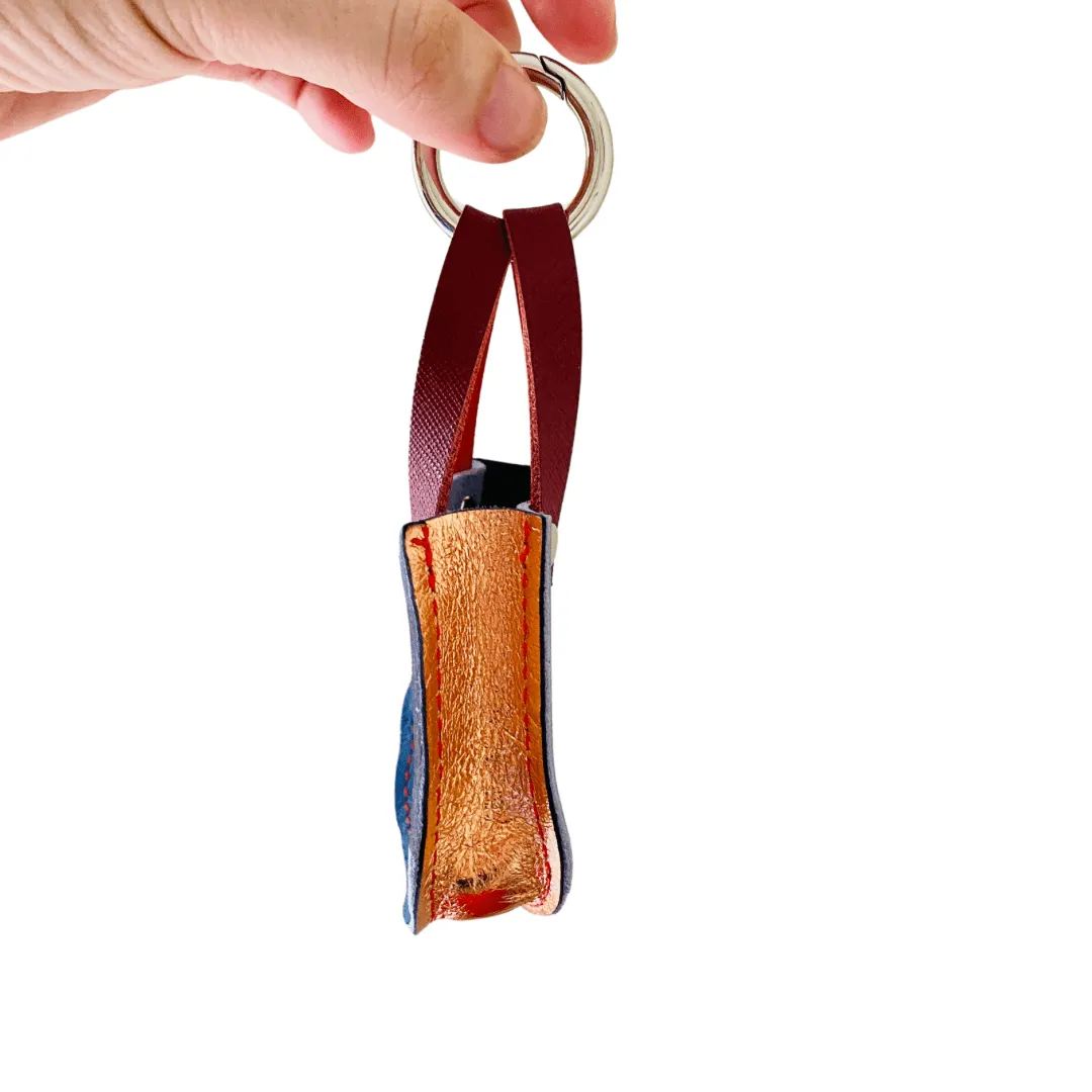 Mini Leather Tote Bag Charm – Tiny Tote, Big Style Blue/Rose Gold