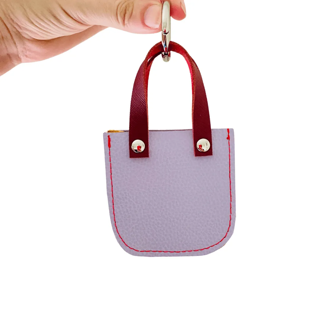 Mini Leather Tote Bag Charm – Tiny Tote, Big Style Lavender/Mustard