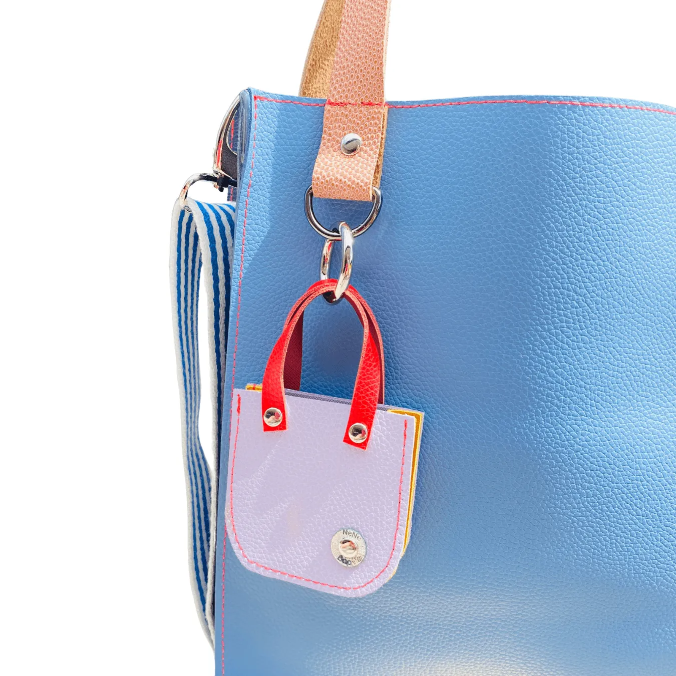 Mini Leather Tote Bag Charm – Tiny Tote, Big Style Lavender/Mustard