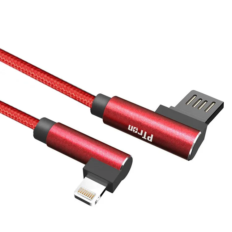 PTron Solero USB Lightning Cable - L Shape Design Sync Data Cable Charger For iOS Smartphones (Red)