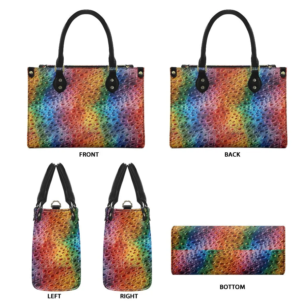 Unique Ostrich Rainbow Pride Women's PU leather twill handbag