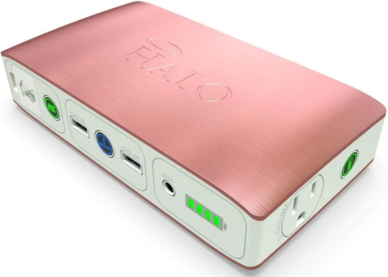 Usb Bolt 58830 Mwh Portable Phone Laptop Charger Car Jump Starter with AC Outlet and Car Charger - 120 Amps -Rose Gold
