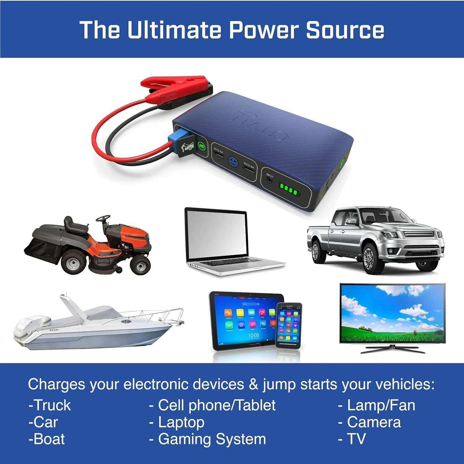 Usb Bolt 58830 Mwh Portable Phone Laptop Charger Car Jump Starter with AC Outlet and Car Charger - 120 Amps -Rose Gold